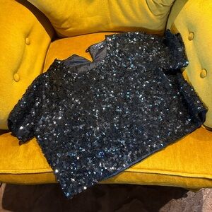 Black sequin cropped blouse